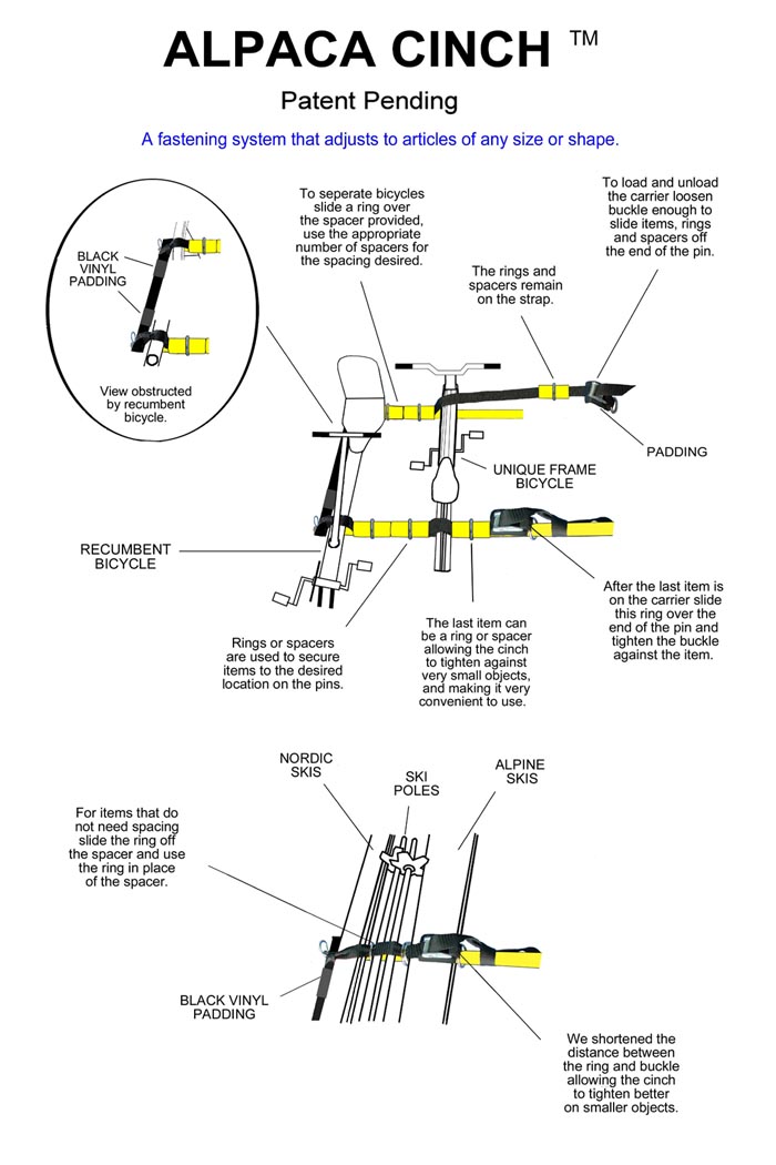recumbent bikes, snowboards, mountain boards, skis, racks, carriers